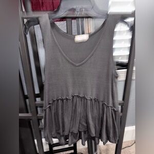 Altar'd State Charcoal Ruffle Hem Tank Top